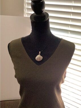 Olive Green Fine Gauge Knit Sweater Shell, Large